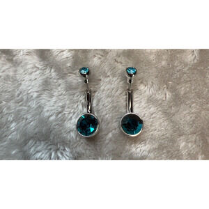 Studiocult Set of 2 Stainless Steel Blue Belly Button Faux Gauge Earrings NEW